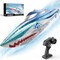 Summer Full Proportional Remote Control Boat with LED Lights, Shark Graffiti, 20+ MPH,2.4GHz High Speed RC Racing Boats for Lakes,Pool Toys for Kids & Adults